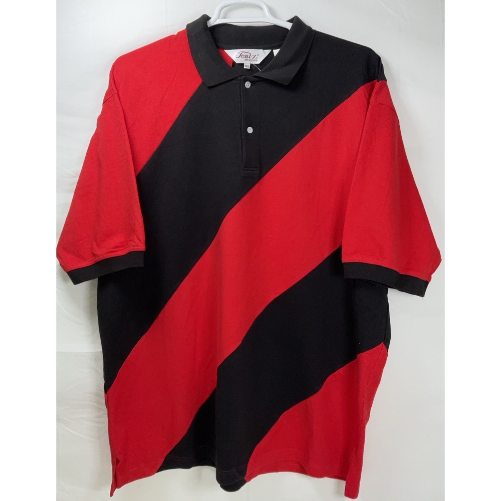 NWOT Men's Tonix Noloco Big & Tall Color‎ Block Polo Shirt Red & Black XXXL 3XL